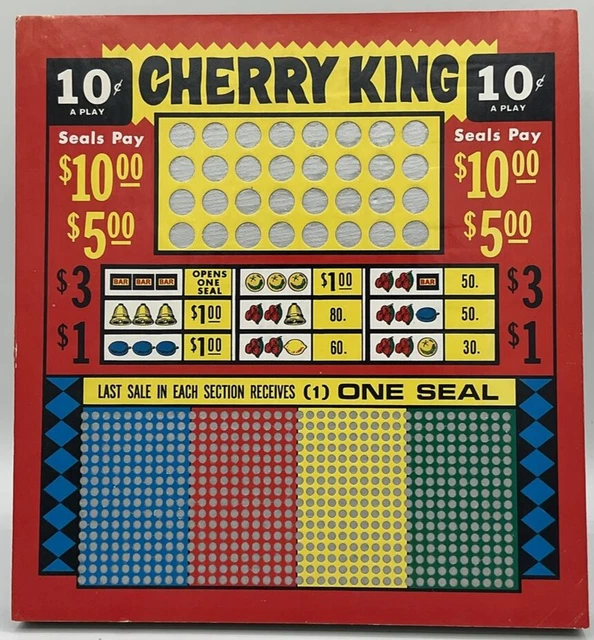 Vintage MCM Cherry Kong Gambling Punchboard 10 Cents Unpunched Casino Man Cave