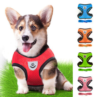 Dog Puppy Soft Mesh Harness Vest Pet Dog Walking Lead Leash Safety Strap S-XL