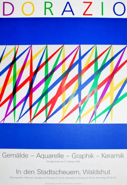 PIERO DORAZIO - LITOGRAFIA A COLORI - FIRMATO A MANO.- 1985 - Manifesto della mostra