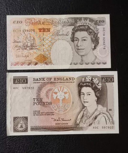 2 X £10 Banknotes - Kentfield & Somerset