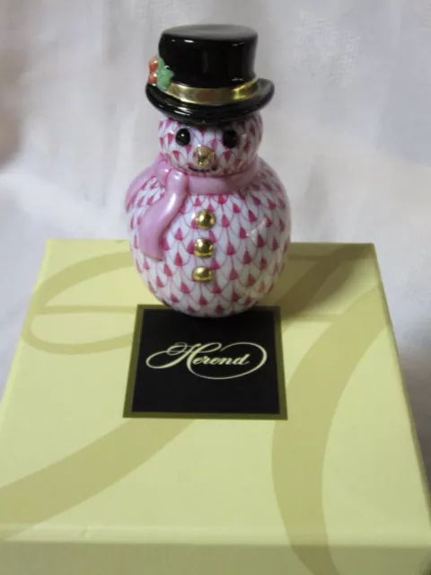 Herend Snowman Figurine Raspberry Fishnet #Vhp-05290 Brand Nib Porcelain F/Sh