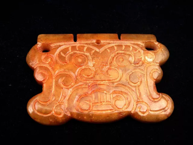 Old Nephrite Jade Stone Carved Ancient Monster Ox w/ Engravings #10022208