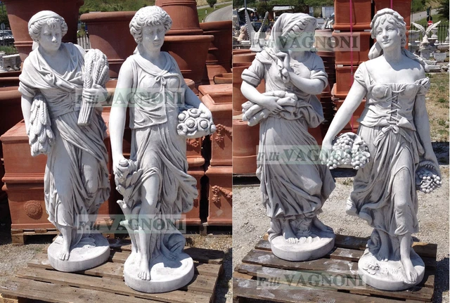 STATUE IN CEMENTO E MARMO 4 STAGIONI Cm.150-ARREDO DA GIARDINO STATUA