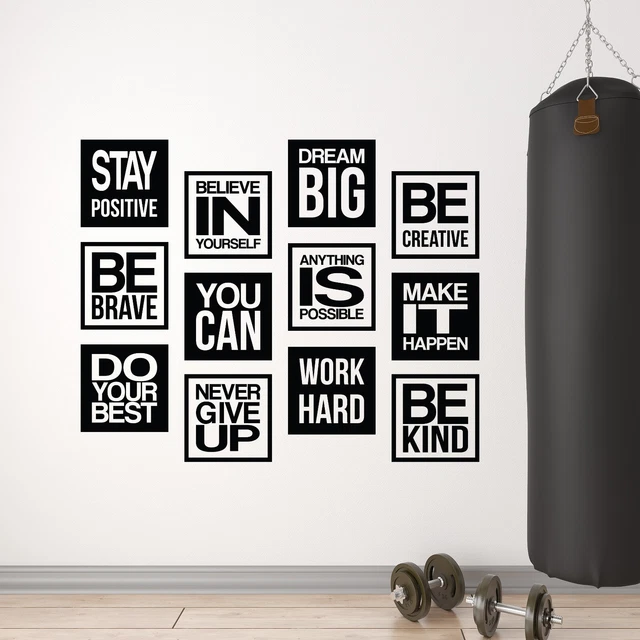 SET OF 12 Motivational Wall Decal Sticker Quotes Inspirational Office
