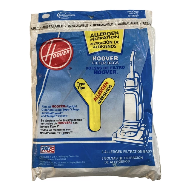 HOOVER VACUUM FILTRATION Bags Type Y WindTunnel Tempo Upright Allergen