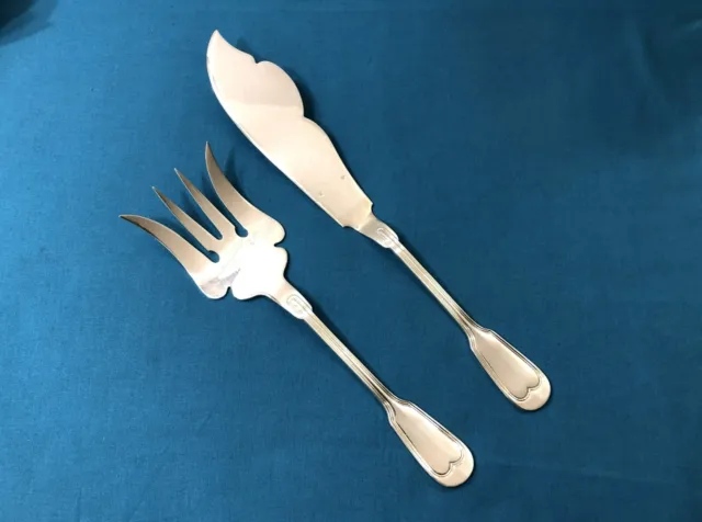 fourchette & couteau de service poisson ERCUIS modèle FILET CHINON métal argenté
