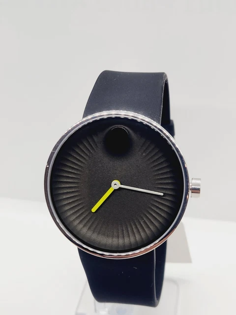 MOVADO Edge Sapphire Crystal Black Leather Stainless Steel Men Watch 3680003