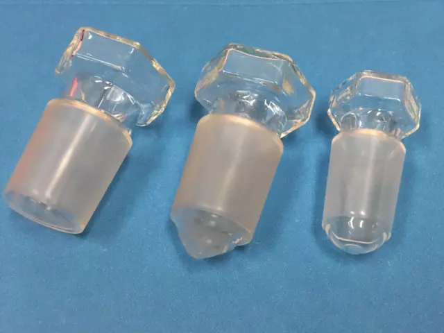 LOT OF (3) Lab Glass Stoppers - Different Size