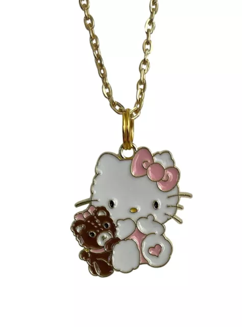 Hello Kitty and Teddy Cartoon Necklace Charm Pendant