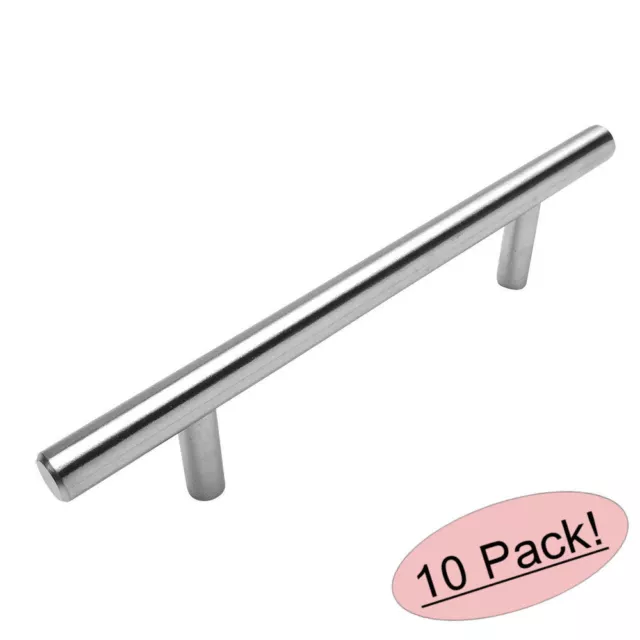 10 Pack Slim 3/8'' Diameter Cosmas 404-96SS Stainless Steel Euro Style Bar Pull