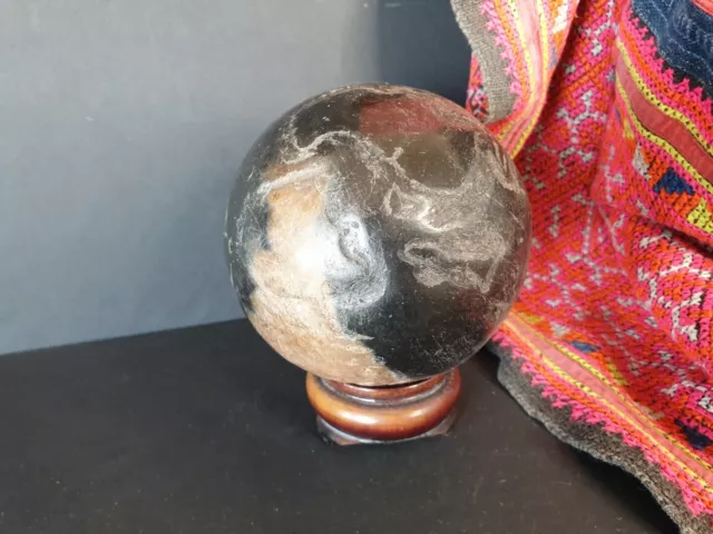 Old Chinese Stone Globe on Carved Wooden Base …beautiful collection and display