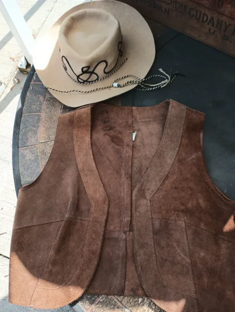 Cowboy/Cowgirl Leather Vest And Hat
