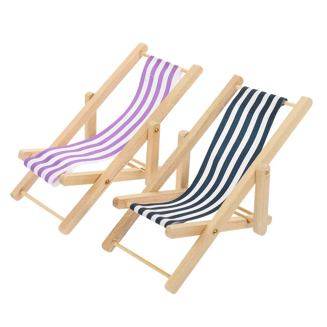 2 pz mobili bambola ornamento sedia in legno giocattoli mini sedia a sdraio per decorazione