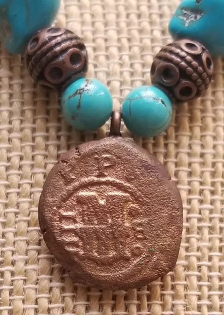 Authentic Spanish Colonial Pirate Shipwreck 4 Maravedis Copper Cob Coin Necklace