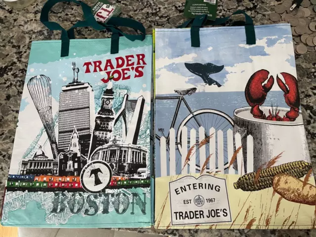 2 Pk  New Trader Joe's ECO Reusable Shopping Grocery Tote Bags (Boston Lobster )