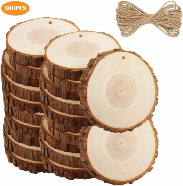 300 Stk Holzscheiben Baumscheiben Astscheiben 5-6 cm Rund Hochzeit Bastel Deko