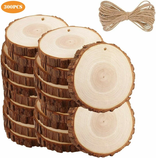300 Stk Holzscheiben Baumscheiben Astscheiben 5-6 cm Rund Hochzeit Bastel Deko
