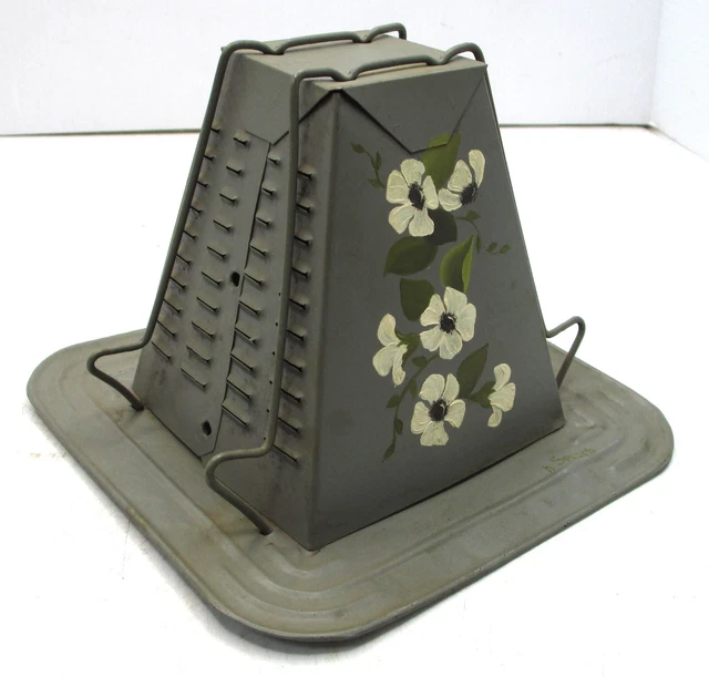 VINTAGE ORIGINAL GRAY Tin Campfire Stovetop Pyramid Toaster Tole