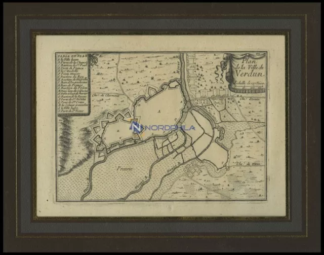 VERDUN, Grundrißplan, Kupferstich von Beaulien um 1660