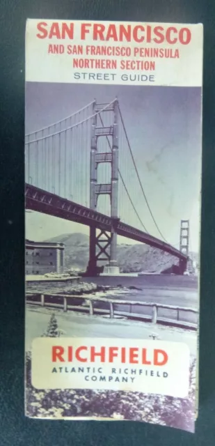 1966 San Francisco & northern Peninsula street road map Richfield oil gas