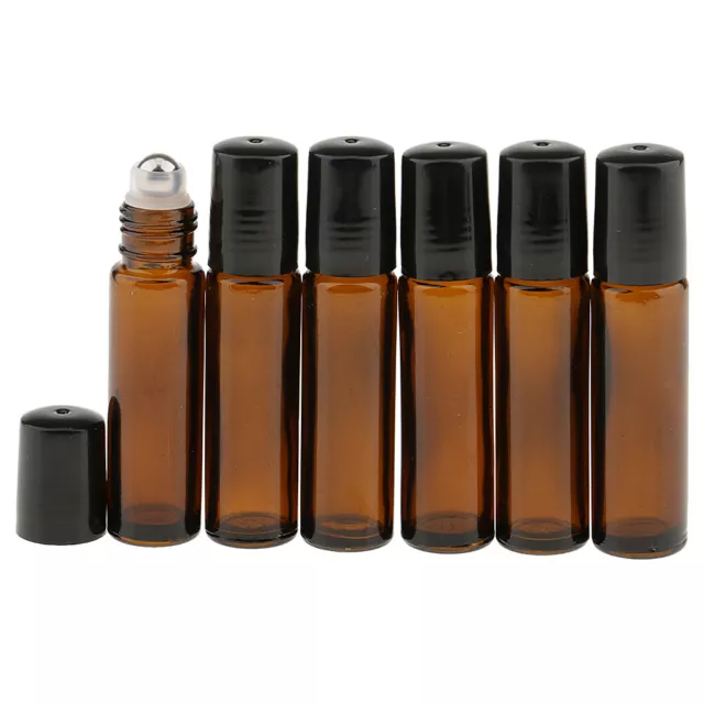 6pcs 10ml Empty Glass Roll On Bottles for Essential Oil Perfume Dark Brown