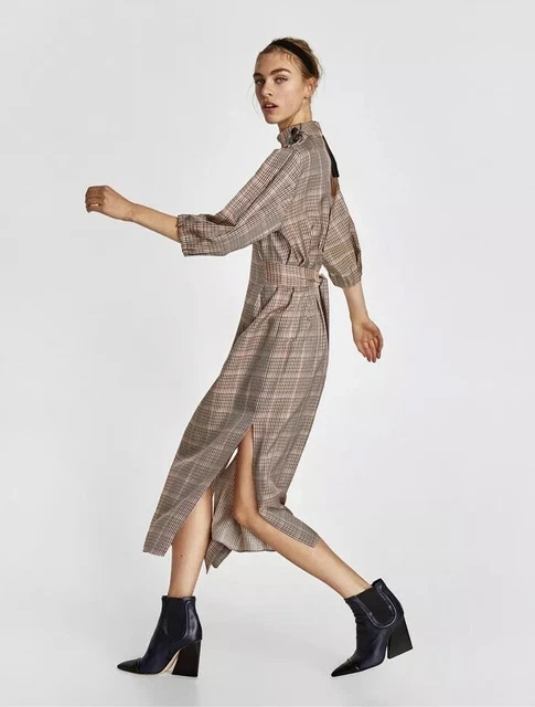 knee length dresses for ladies ZARA MOST WANTED ECRU GREEN LEAF MIDI TEA DRESS Ladies – Afashionistastore main image 1