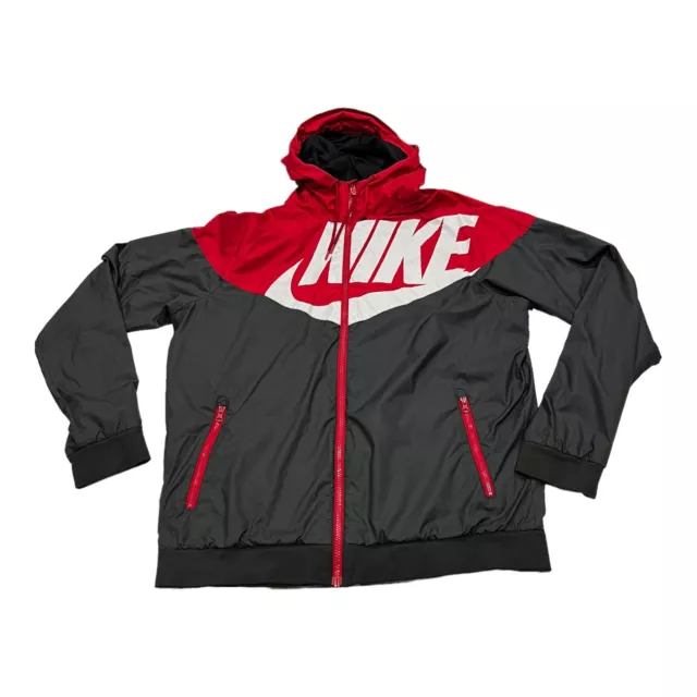 Rare Nike Windrunner GX1 Windbreaker Jacket Black Red Nylon Soft Glanz LARGE