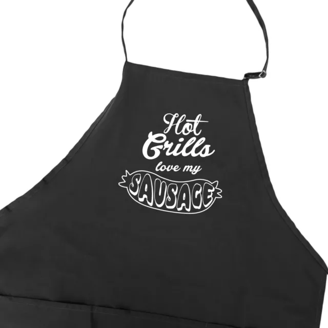 Funny BBQ Apron for Men Hot Grills Love My Sausage Fathers Day Gift Idea for Dad