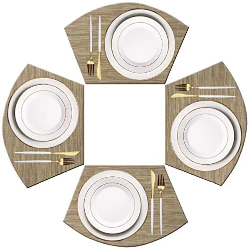 Wedge Shaped Placemats For Dining Table Washable Vinyl Placemats Heat Resistant