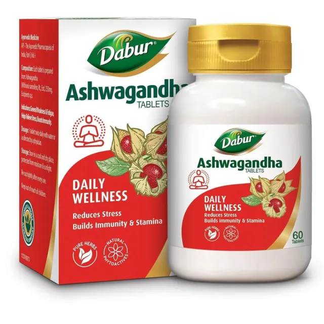 Dabur Ashwagandha compresse 60 set di potenziamento immunitario antistress...