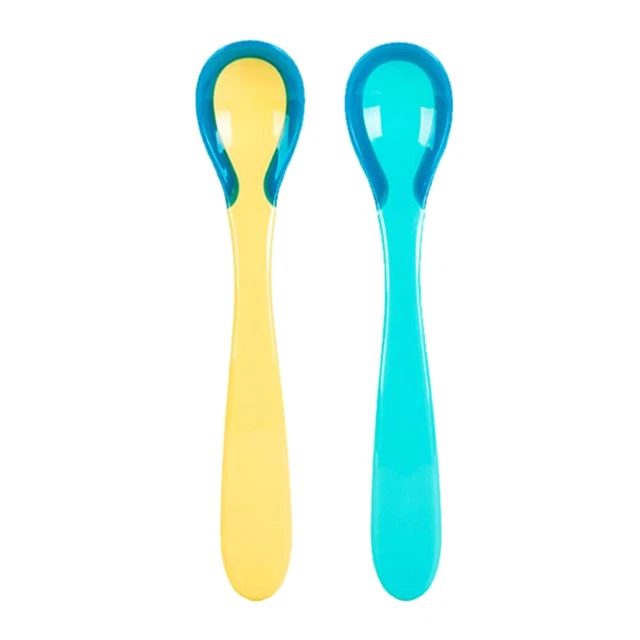 Paquete de 2 cucharas con detección de temperatura para cucharas de alimentación infantil de seguridad para bebés KidsFT