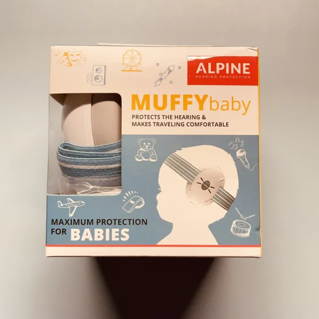 New Alpine Hearing Protection Muffy Baby Blue Protective Headphones W/ Bag
