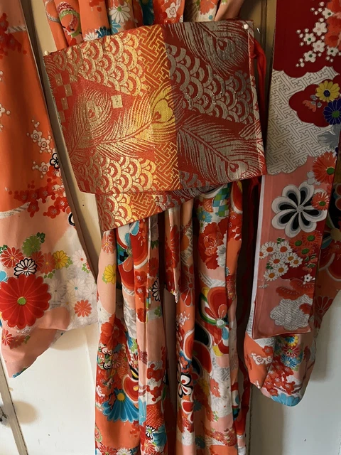 Gorgeous Ceremonial Silk large girls /small womans kimono, obi, sash Tsukuri 6