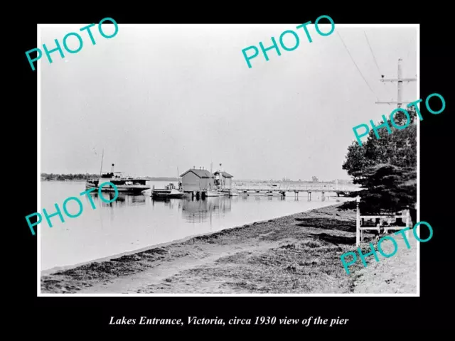 Old Postcard Size Photo Of Lakes Entrance Victoria View Of The Pier 1930