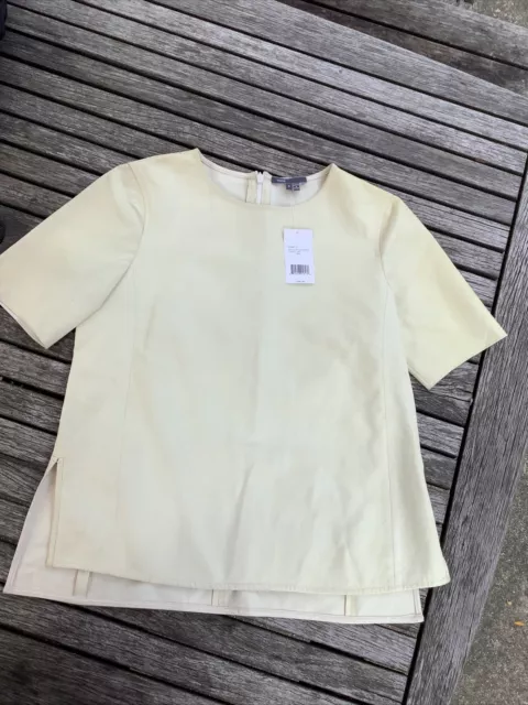 Vince S White 100% Lamb Leather Top Short Sleeve