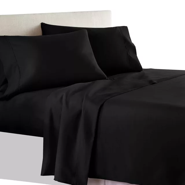 Unique Bedding Collection 1000TC Egyptian Cotton UK Sizes Black Solid