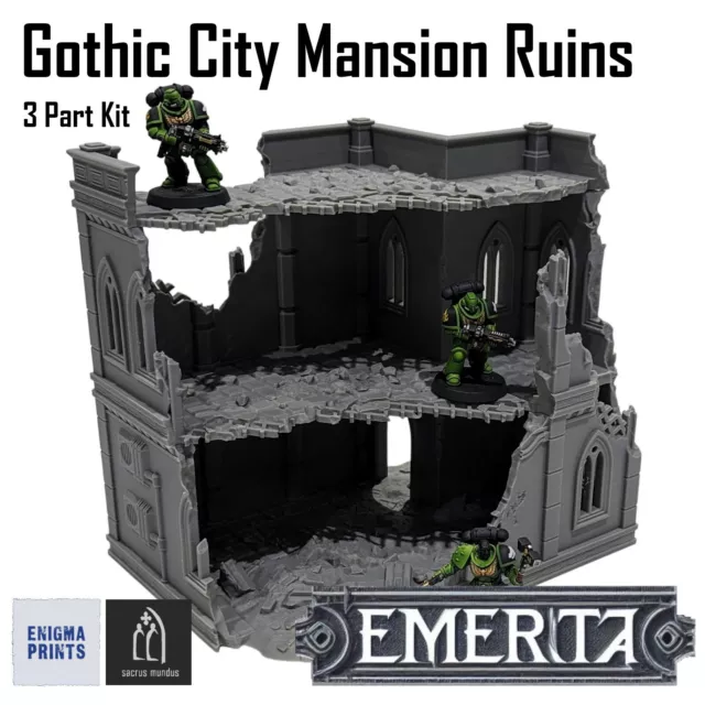Gothic City Mansion Ruins A | 28mm Urban Scatter Terrain for Warhammer 40k