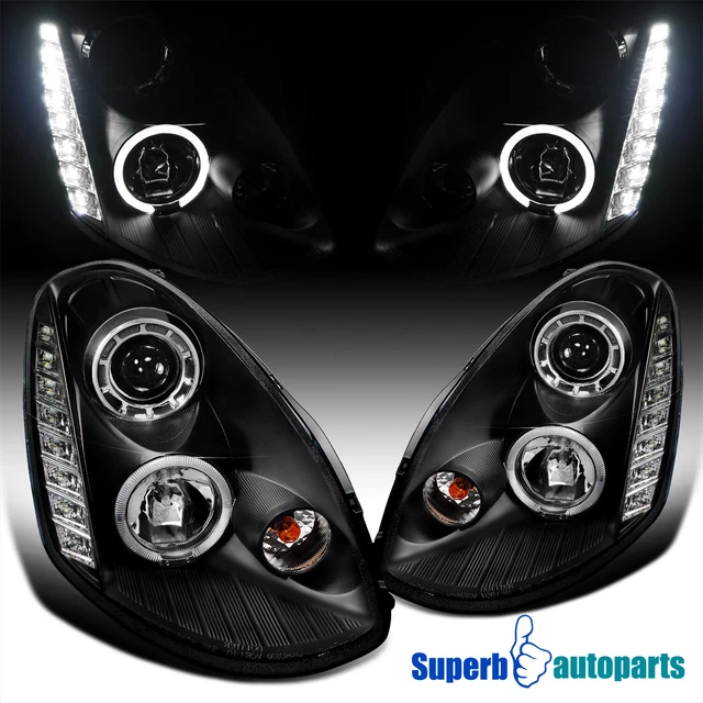 Fit 2005-2006 Infiniti G35 Sedan LED Halo Projector Headlights Lamps Black 05-06