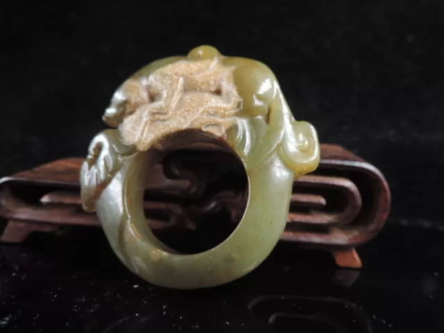 Vintage Natural Jade Thumb Ring Pendant Untreated Jade Ring