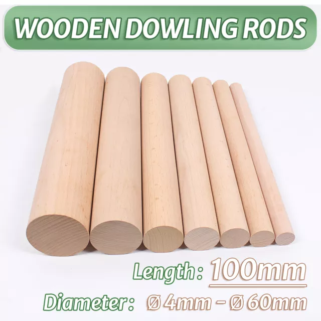 Beech Wood Dowels Smooth Rod Pegs 1m Craft Sticks DIY Wooden Dowel Woodcraft