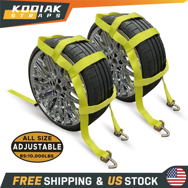 Mepre_25 SP-MTD13-35 Straps 2-Pack Car Tire Basket Straps With Flat Hooks - Adjustable Wheel Net For Tow Dollies Car & Truck Towing & Hauling For Honda