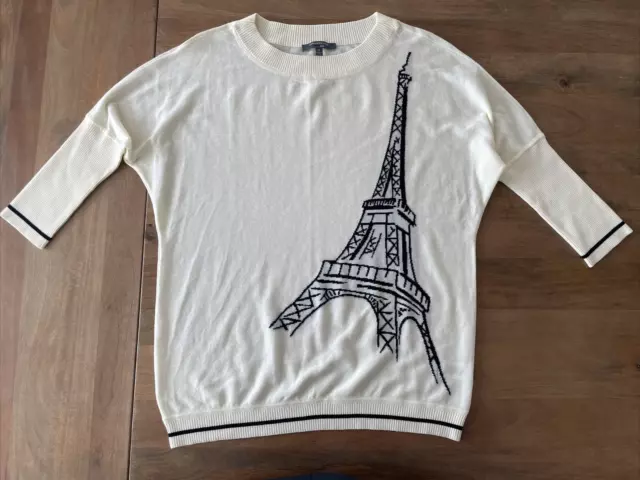 Catherine Maladrino Luxury Sweatshirt Eiffel Tower Paris Graphic Sweater Size M