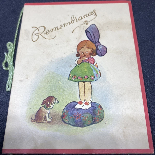 Vintage CHRISTMAS GREETINGS CARD cute girl