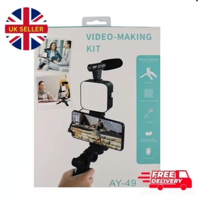 Smartphone Camera Video Kit Mini Portable Tripod With Microphone LED Light