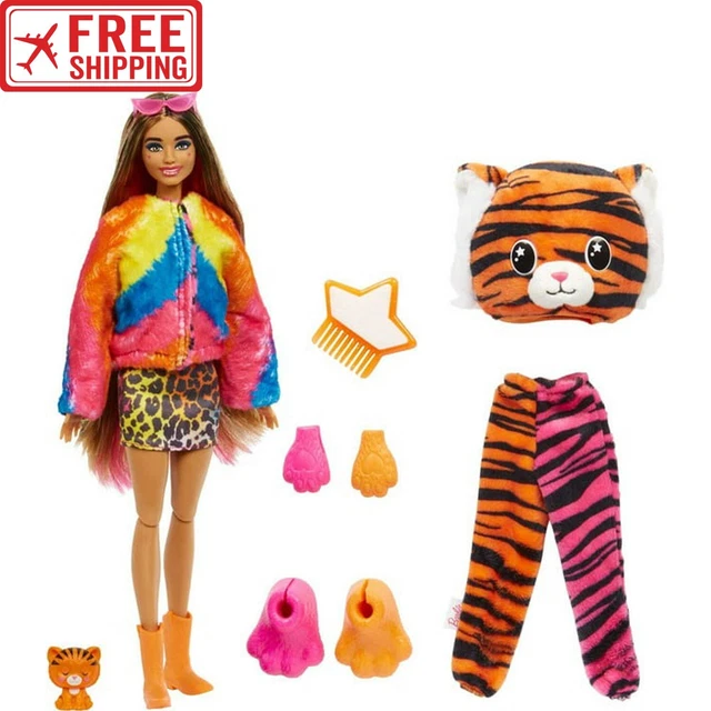 Barbie Cutie Reveal Jungle Series Fashion Doll with Tiger Plush Costume, Mini...