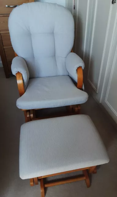 Dutailier Wooden Rocking Nursing Chair And Matching Footstool, Maternity Rocker