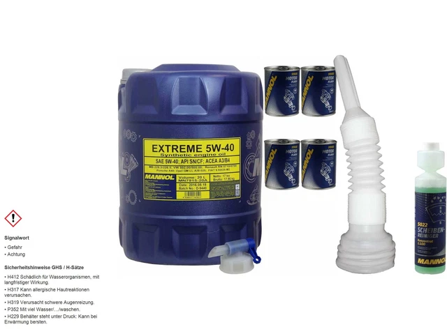 MANNOL EXTREME 5W-40 5L + MANN-FILTER - Kit Filtro Aria, Abitacolo E Olio Per Auto - Olio Motore E Filtri Originali