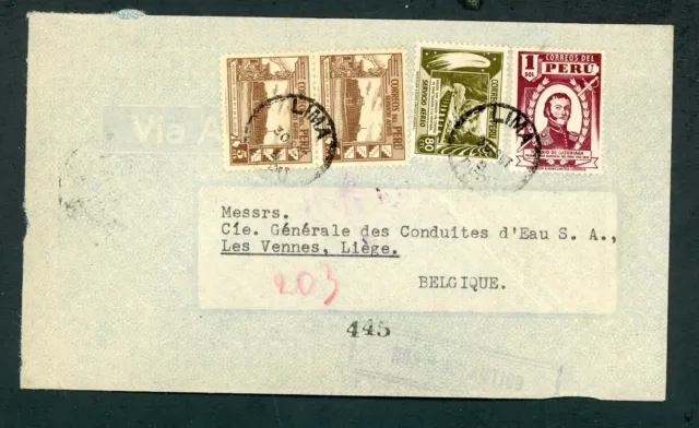 Peru Lima 9/30/48 Air Mail Cover To Leige Belgium Via New York 10/1/48