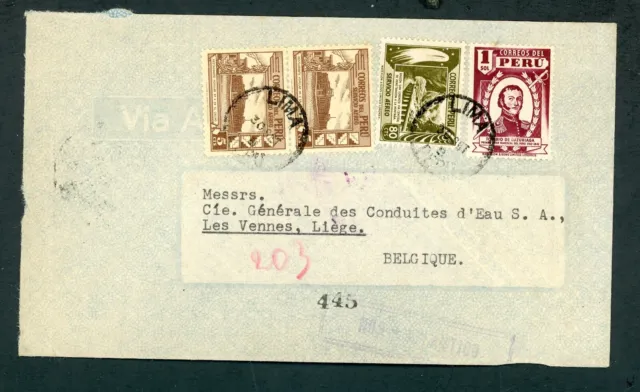 Peru Lima 9/30/48 Luft Post Abdeckung Sich Leige Belgien Via New York