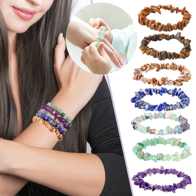 Armband Damen Buchstabe Farbunregelmäßiges Kies-Armband-handgemachtes